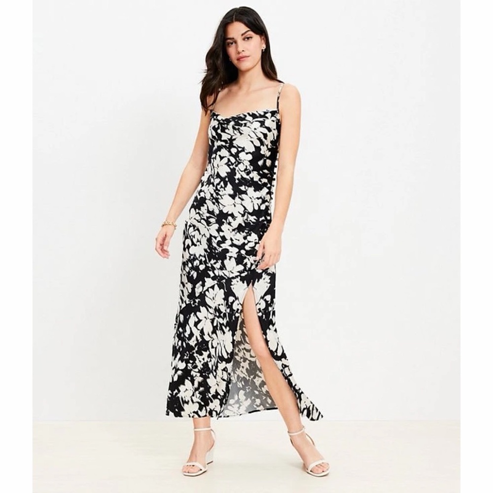 NWT LOFT Gardenia Button Strappy Bias Midi Dress